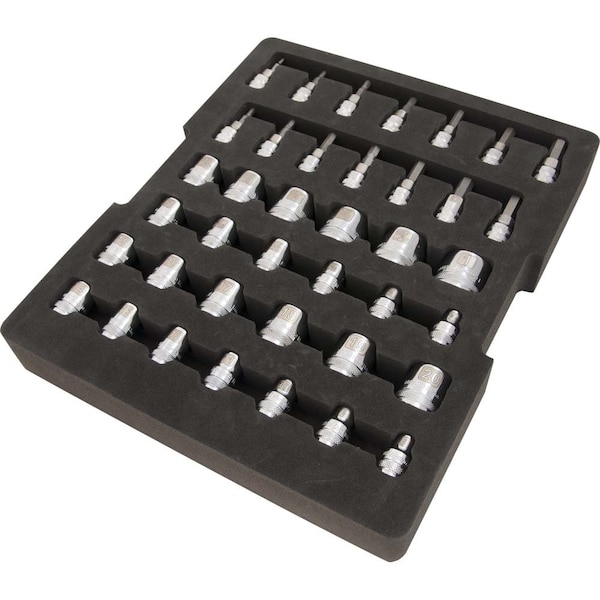 Tools 3/8" Drive 40 Piece Chrome Socket Set With Foam Tool Organizer